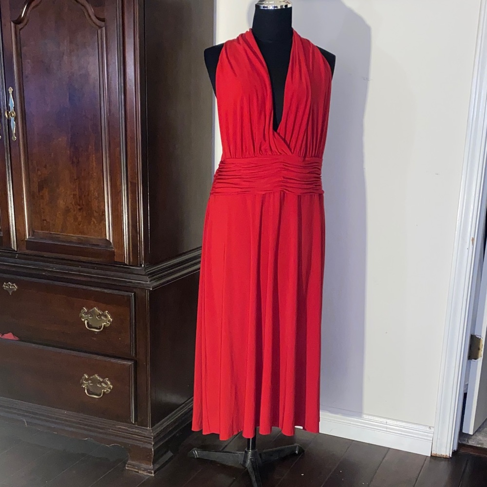 Evan Picone Vibrant Red Midi Dress